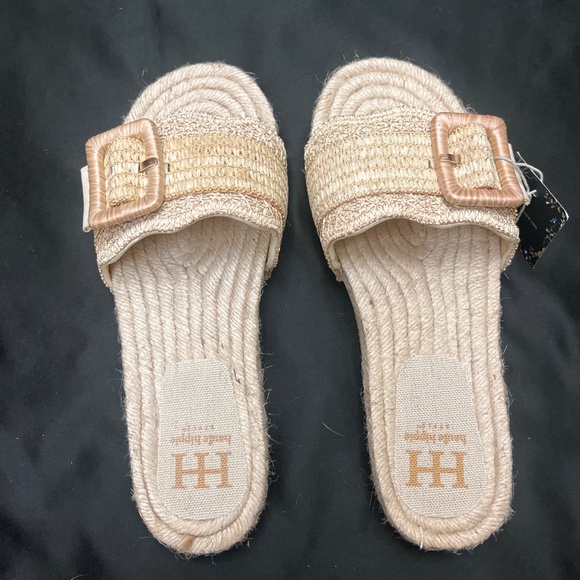 New With Tag Haute Hippie Brand Beige Woven Slide Sandals.  Sz. 9. - Picture 5 of 8